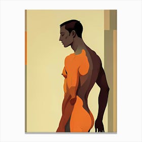 Spectrum of Identity: Nude Man In Orange Canvas Print