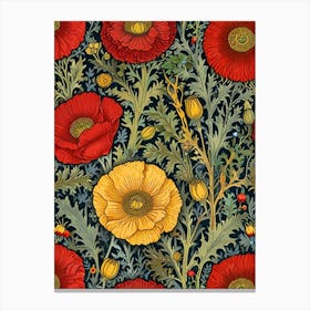 William Morris Style Poppies Canvas Print