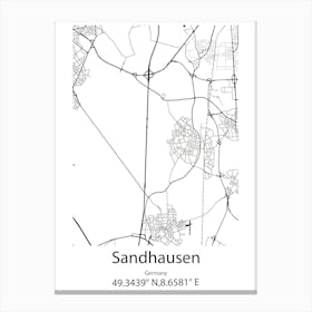 Sandhausen,Germany Minimalist Map Canvas Print