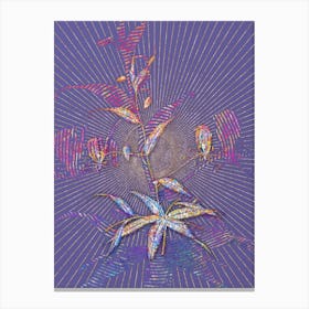 Geometric Flame Lily Mosaic Botanical Art on Veri Peri n.0015 Canvas Print