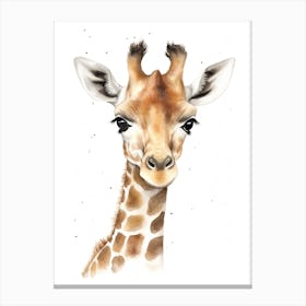 Baby Giraffe Watercolour Nursery 11 Canvas Print