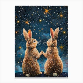 Rabbits In The Night Sky 1 Canvas Print