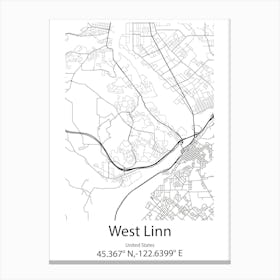 West Linn,United States Minimalist Map Stampe su tela