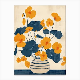 Nasturtium Flowers On A Table   Contemporary Illustration 2 Canvas Print