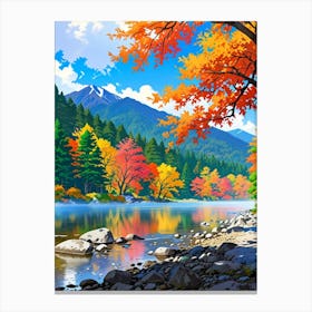 Autumn Trees By The River Canvas Print