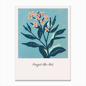 Forget Me Not Square Flower Illustration Poster Canvas Print