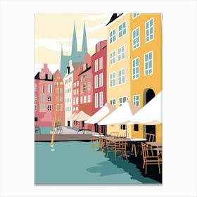 Aarhus, Denmark, Flat Pastels Tones Illustration 1 Canvas Print