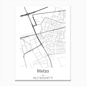 Melzo,Italy Minimalist Map Lienzos