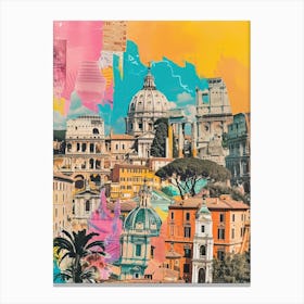 Rome   Retro Collage Style 3 Canvas Print