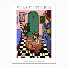 Vibrant Interiors Studio Apartment Collection Illustration Canvas Print