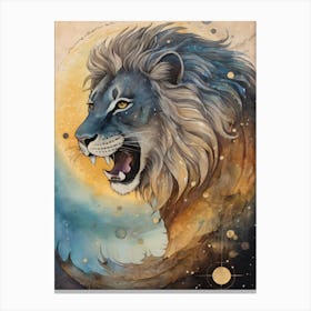 Astral Card Zodiac Leo Old Paper Painting (25) Canvas Print