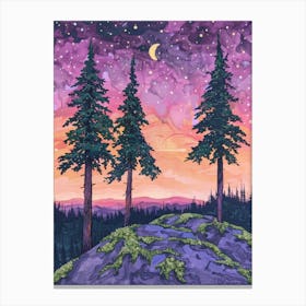 Night Sky With Trees Canvas Print