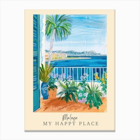 My Happy Place Malaga 4 Travel Poster Canvas Print