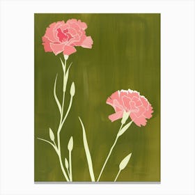 Pink & Green Carnation 4 Canvas Print
