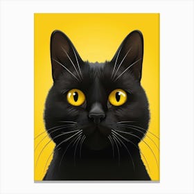 Black Cat With Yellow Eyes 6 Canvas Print