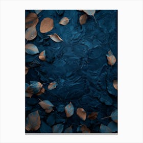 Abstract Leaves On A Blue Background Canvas Print