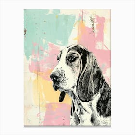Basset Hound Dog Pastel Gouache Illustration Canvas Print