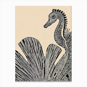 Lined Seahorse Linocut Canvas Print