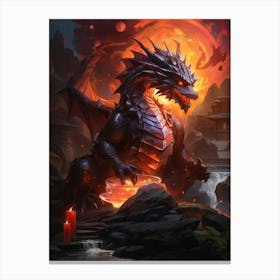 Dragon In Flames Canvas Print