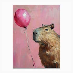 Cute Capybara 1 With Balloon Canvas Print