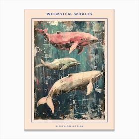 Whimsical Whales Brushstrokes Poster 3 Canvas Print