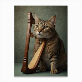 Cat With Harp Canvas Print