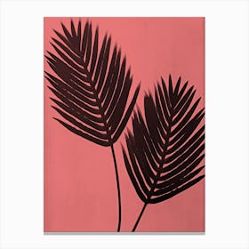 Coral teal palm leaves Canvas Print