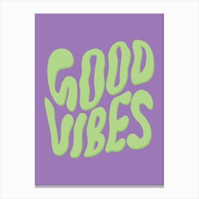 Retro Good Vibes Acid Green Canvas Print