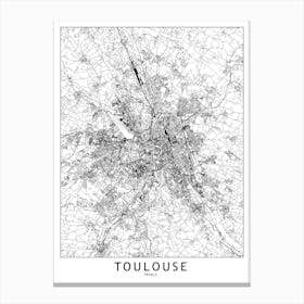 Toulouse White Map Canvas Print