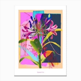 Agapanthus 3 Neon Flower Collage Poster Canvas Print