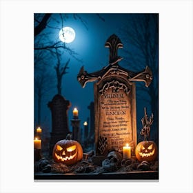 Graveyard At Night 1 Canvas Print