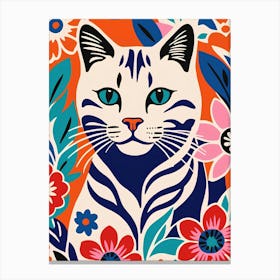 Cat With Flowers Canvas Print