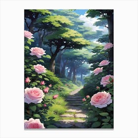 Path Of Japan Roses Canvas Print