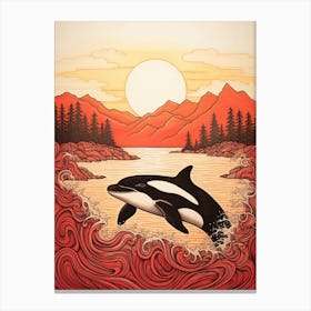 Orca Whale Screen Print Style  2 Canvas Print