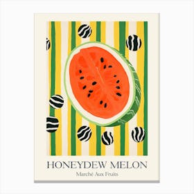 Marche Aux Fruits Honeydew Melon Fruit Summer Illustration 4 Canvas Print