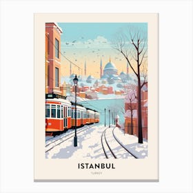 Vintage Winter Travel Poster Istanbul Turkey 1 Canvas Print