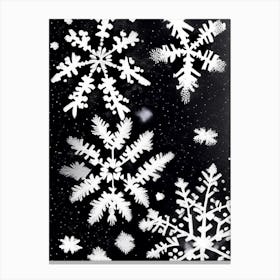 Irregular Snowflakes, Snowflakes, Black & White 2 Canvas Print