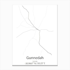 Gunnedah,Australia Minimalist Map Canvas Print