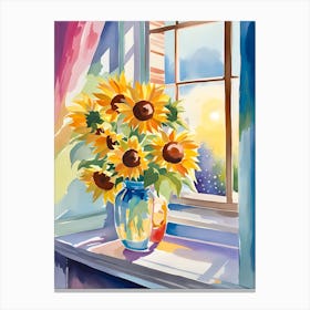 Sunflowers By The Window 2 Canvas Print
