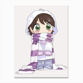 Cute Little Girl In A Scarf Canvas Print