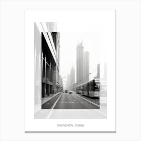 Poster Of Shenzhen, China, Black And White Old Photo 2 Canvas Print