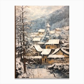 Vintage Winter Painting Bavaria Germany 3 Canvas Print