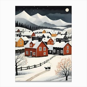 Scandinavian Village Scene Painting (17) Canvas Print