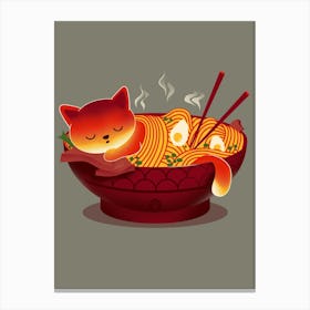Sleeping Ramen Cat - Ramen Lover | Japanese Food | Cat lover | Foodie | Sleeping | Lazy | Funny Canvas Print