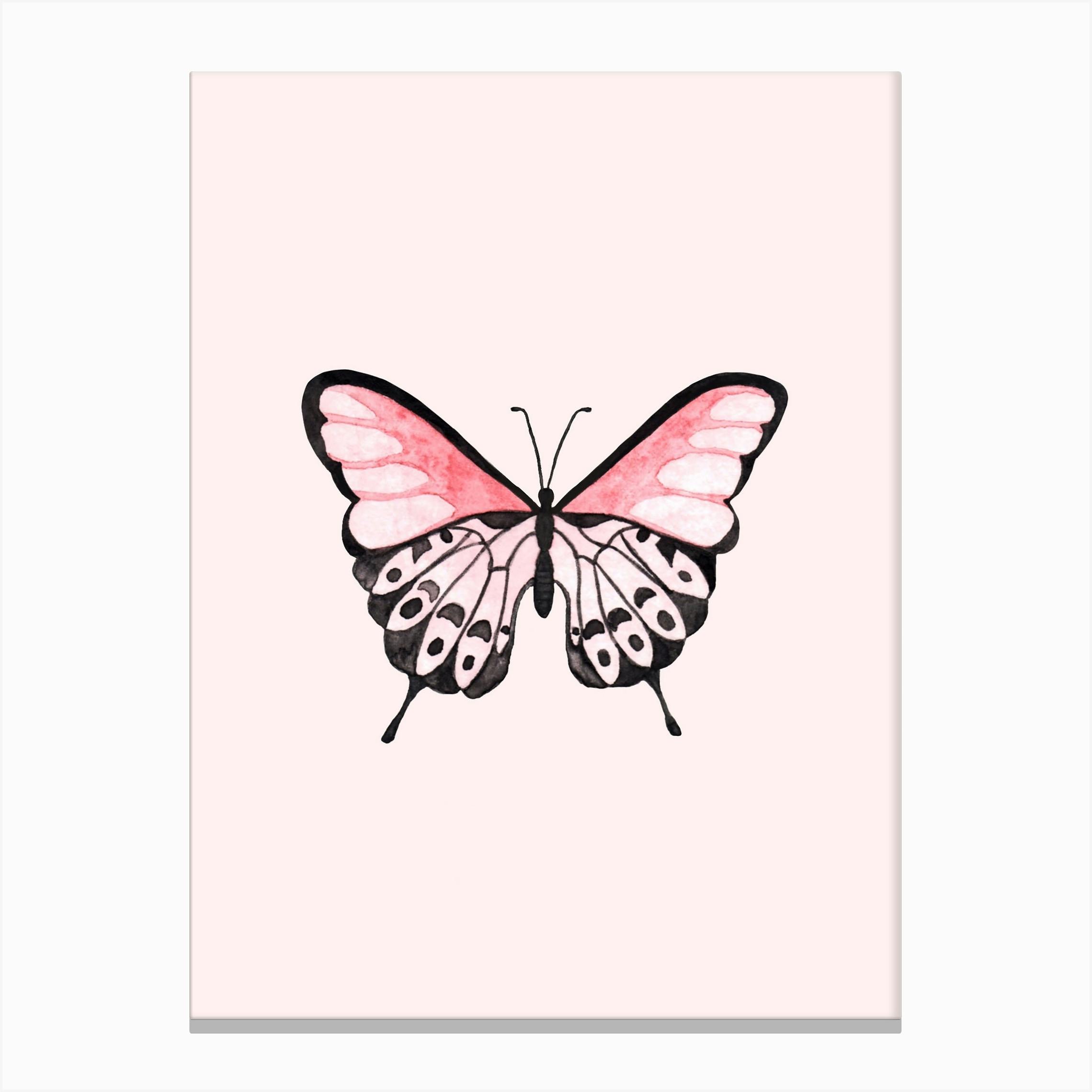 PINK RED HEART BUTTERFLIES ABSTRACT CANVAS PRINT PICTURE READY TO HANG
