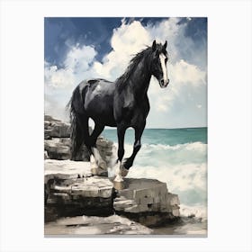A Horse Oil Painting In Tulum Beach, Mexico, Portrait 2 Canvas Print