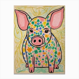 Pig With Flowers Style unemployment Canvas Print