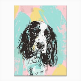 Springer Spaniel Dog Pastel Line Illustration  2 Canvas Print