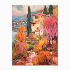 Autumn Gardens Painting Villa Carlotta Italy 3 Canvas Print