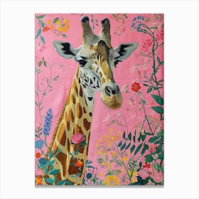 Floral Animal Painting Giraffe 4 Canvas Print